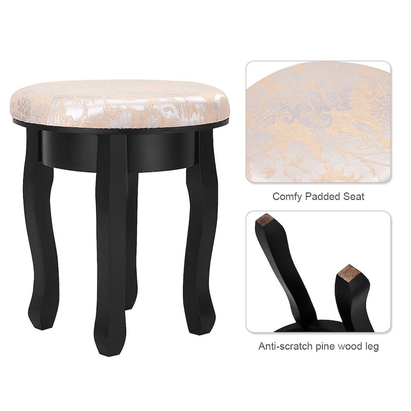 Vanity Makeup Table Set Bedroom Furniture with Padded Stool - 30.0" x 16.0" x 53" (L x W x H)