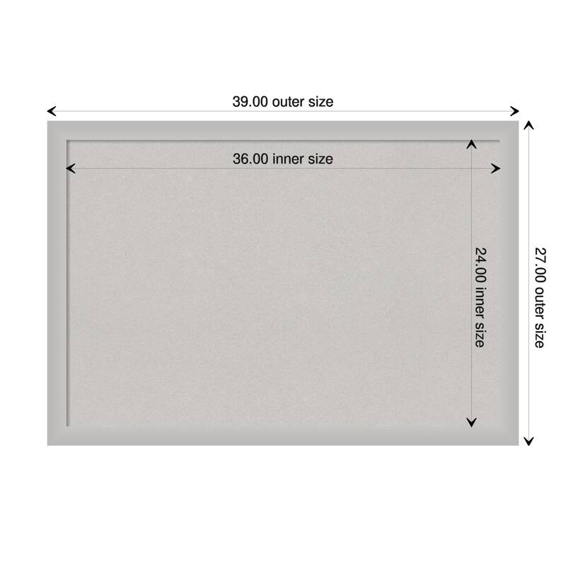 Low Luster Silver Wood Framed Grey Corkboard Bulletin Board - Board Size 36x24