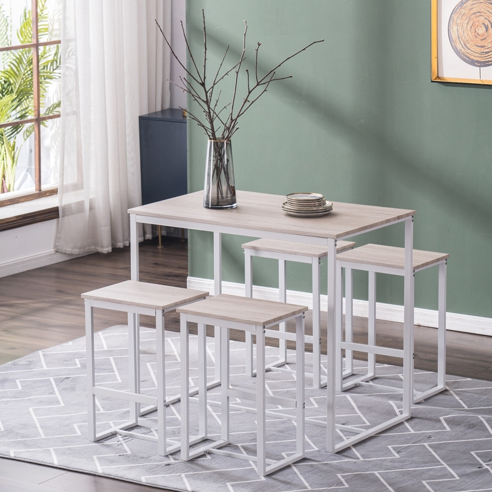simple 87cm high bar table and chairs 5pcs dining set