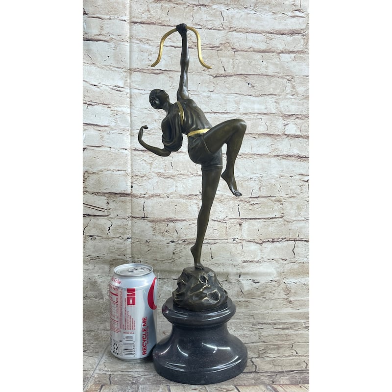 Artemis Diana The Huntress As An Archer Art Deco Bronze Sculpture Statue Marble Base