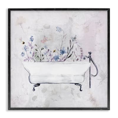 Stupell Antique Bathtub Botanicals Framed Giclee Art Design By Stella Chang