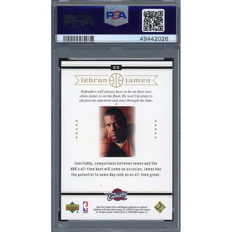 LeBron James 2003 Upper Deck Box Set Rookie Basketball Card RC #25 Graded PSA 10 - 8'6" x 11'6"