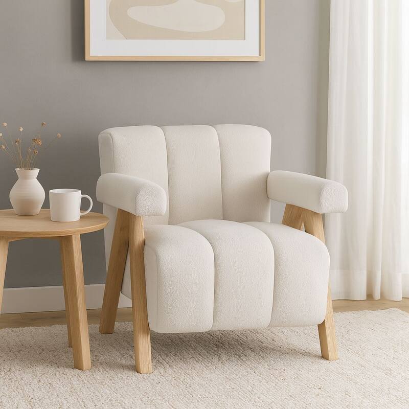 Vista Boucle Accent Chair Mid Century Modern Plush Comfortable Seating