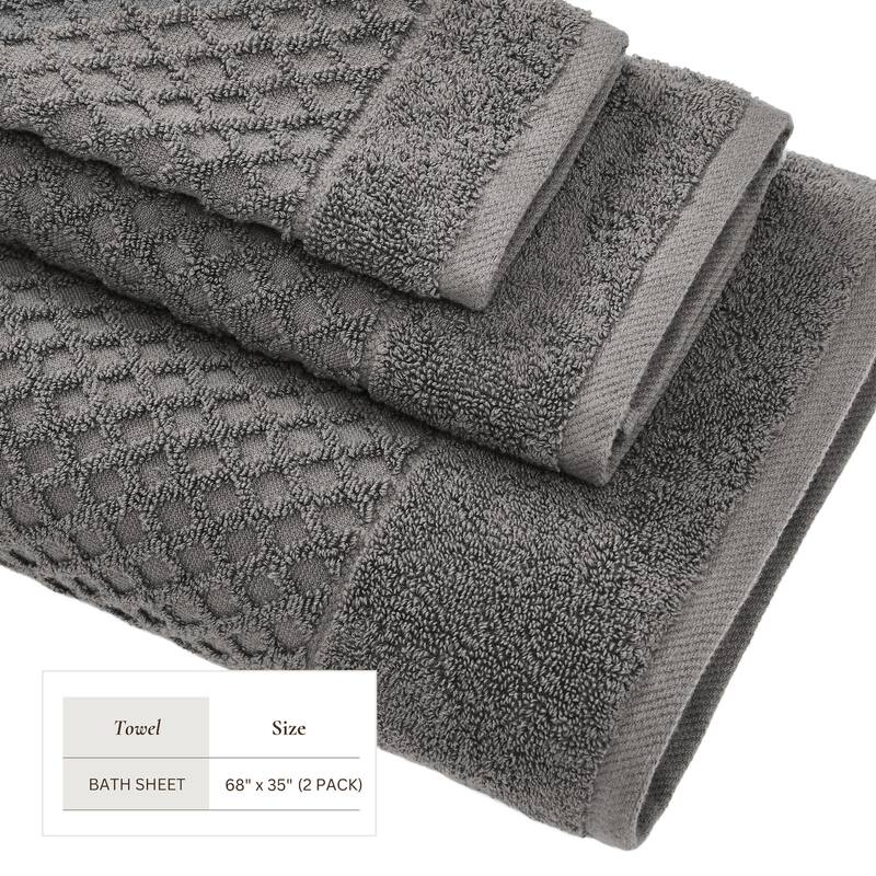 Linery & Co. Cotton Diamond Waffle Texture Bath Towels