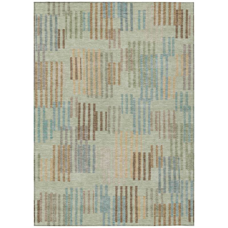 Machine Washable Indoor/ Outdoor Modern Pines Chantille Rug