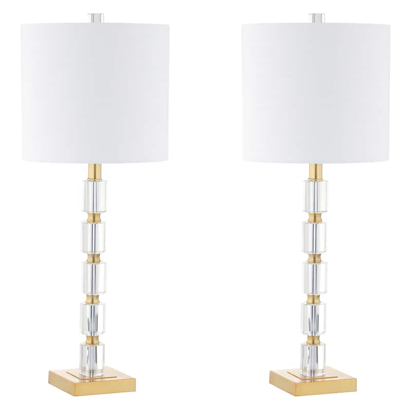 Nala 28.5" Crystal LED Table Lamp, Clear/Brass (Set of 2) by JONATHAN Y