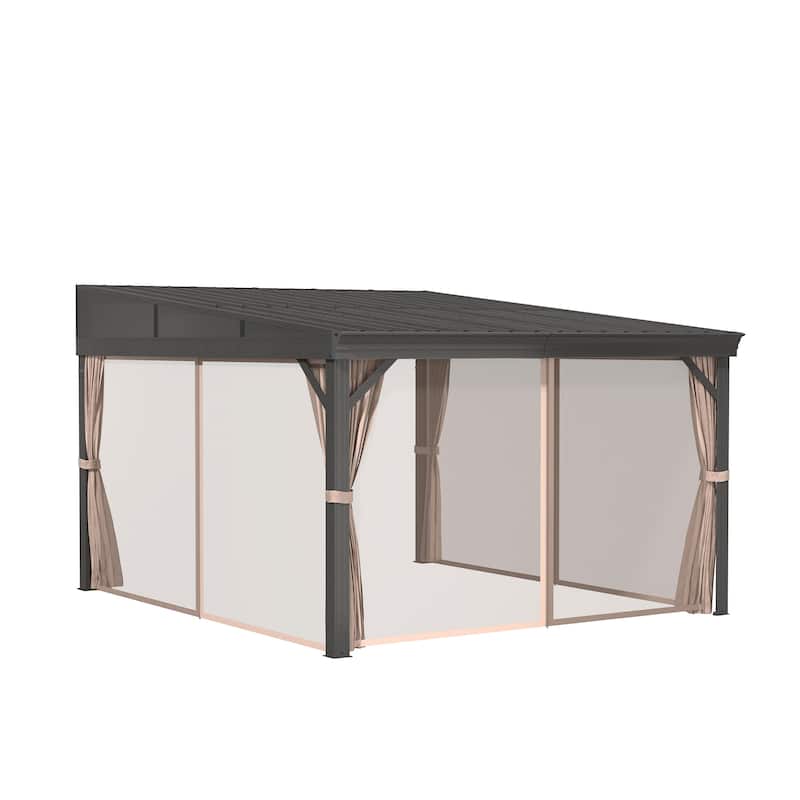 10X12FT Wall-Mounted Aluminum Patio Gazebo