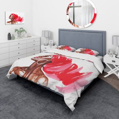 Designart 'Portrait of African American Woman IX' Modern Duvet Cover Set