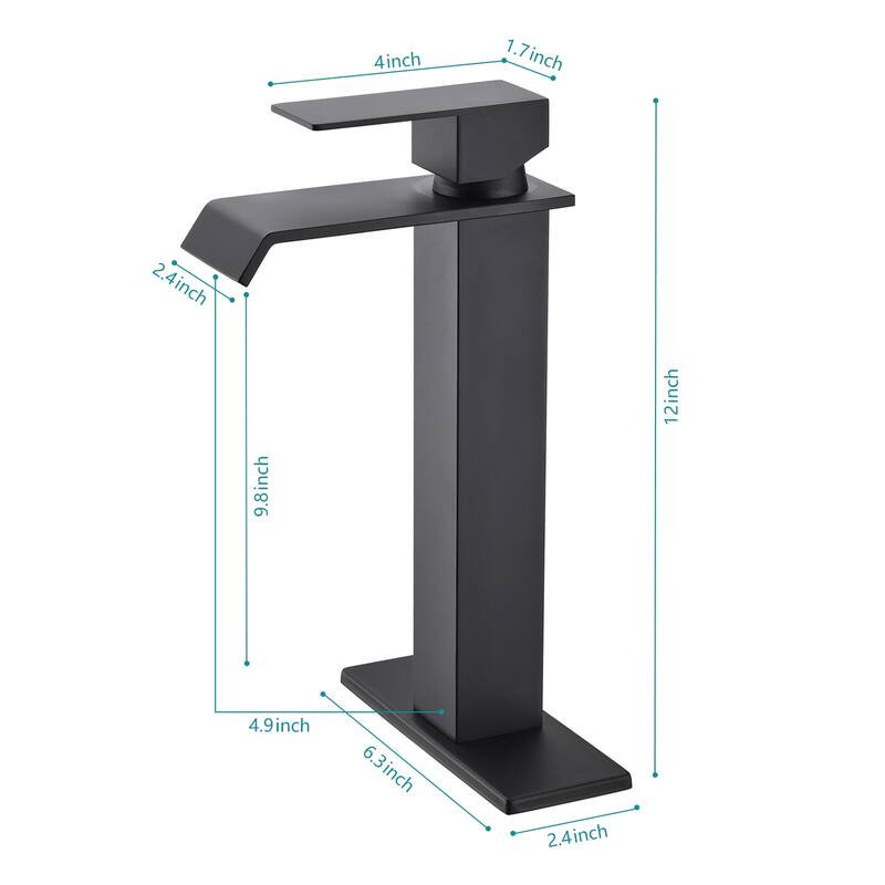 Modern Single Handle Sink Vanity Bathroom Faucet with Waterfall Spout, Anti Corrosion, Anti Rust, Easy Clean