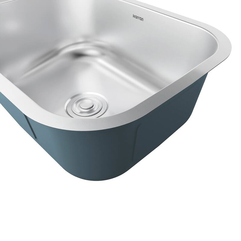 Karran Profile 23” Undermount 18 Gauge Single Bowl Stainless Steel Kitchen Sink with Accessories