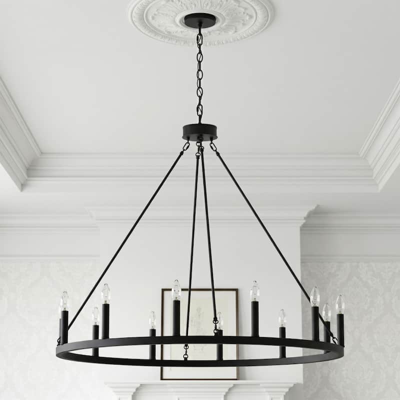 Acroma 12-light Farmhouse 40In Wagon Wheel Chandelier with UL - 40'' D x 138'' H