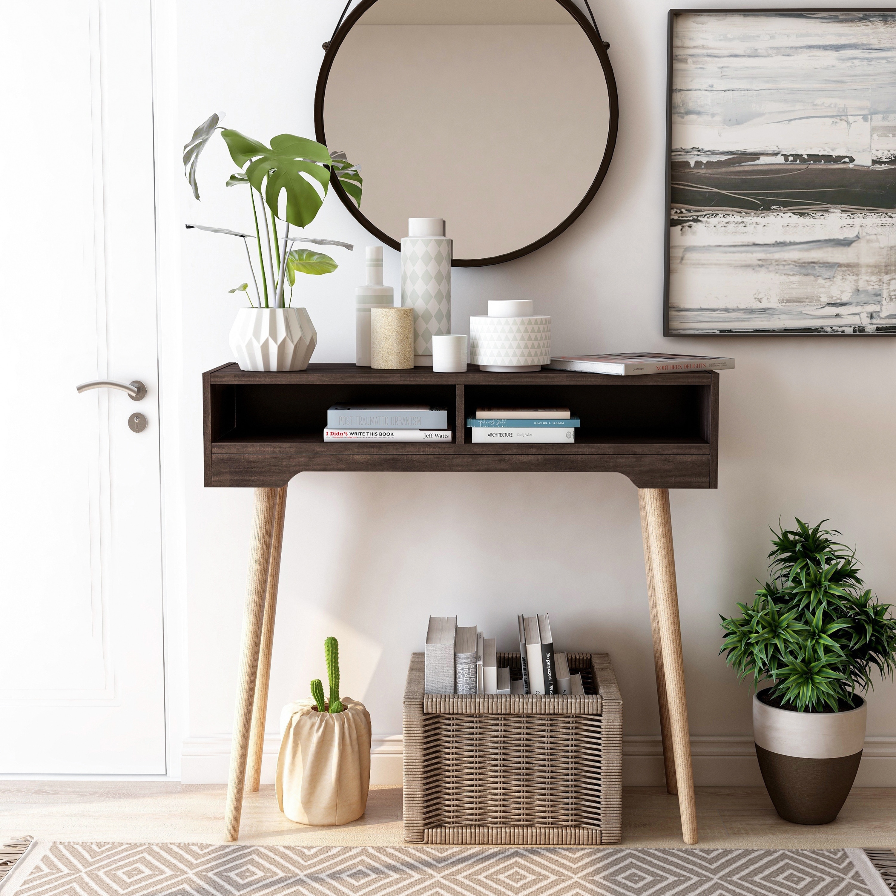 Furniture of America Sury Mid-Century Modern 36-inch 2-Shelf Console Table