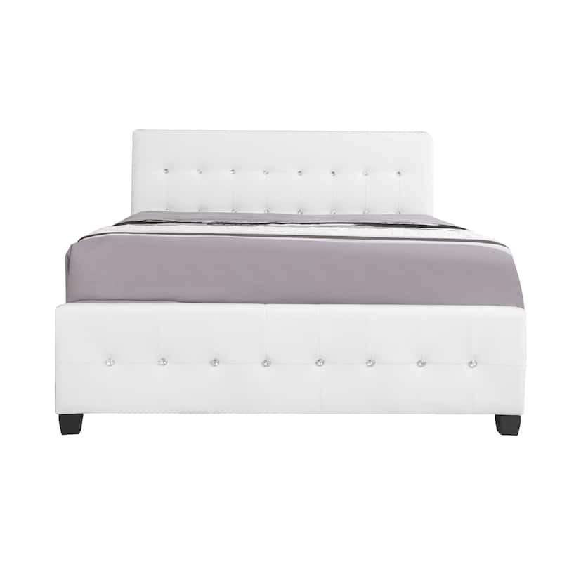 Diamond Jewel Tufted Faux Leather Bed