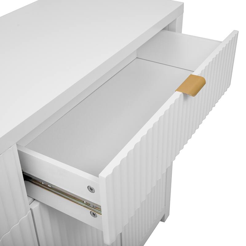 Modern Wave-Pattern Sideboard Cabinet with Adjustable Shelves and Large Capacity Drawers