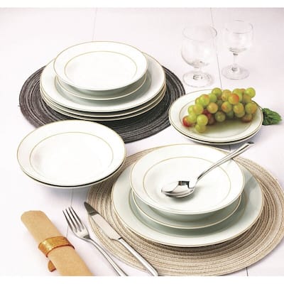 12-Piece Traditional Gold rim Dinnerware Set (Service for 4)
