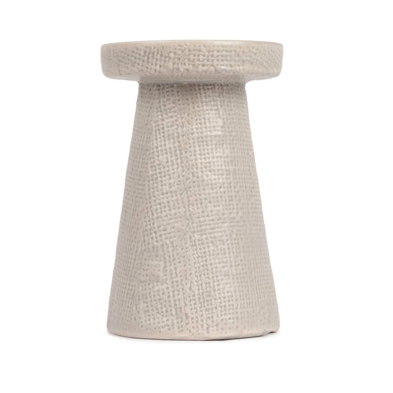 Stoneware Pillar & Taper Candle Holders, Set of 2