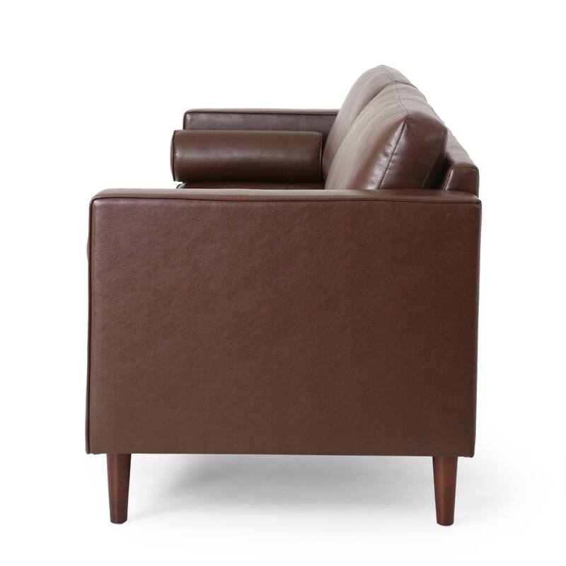 Comfy 3-seat Sofa with Wooden Legs, PU, for Living Room and Study