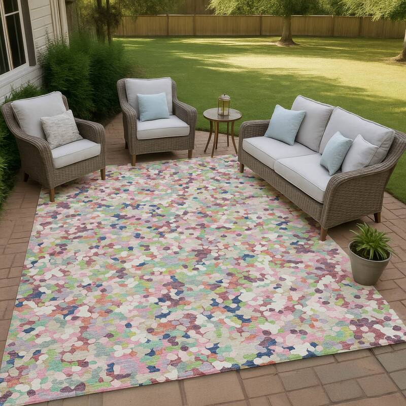 Machine Washable Indoor/ Outdoor Contemporary Halia Chantille Rug - Blush - 9' x 12'