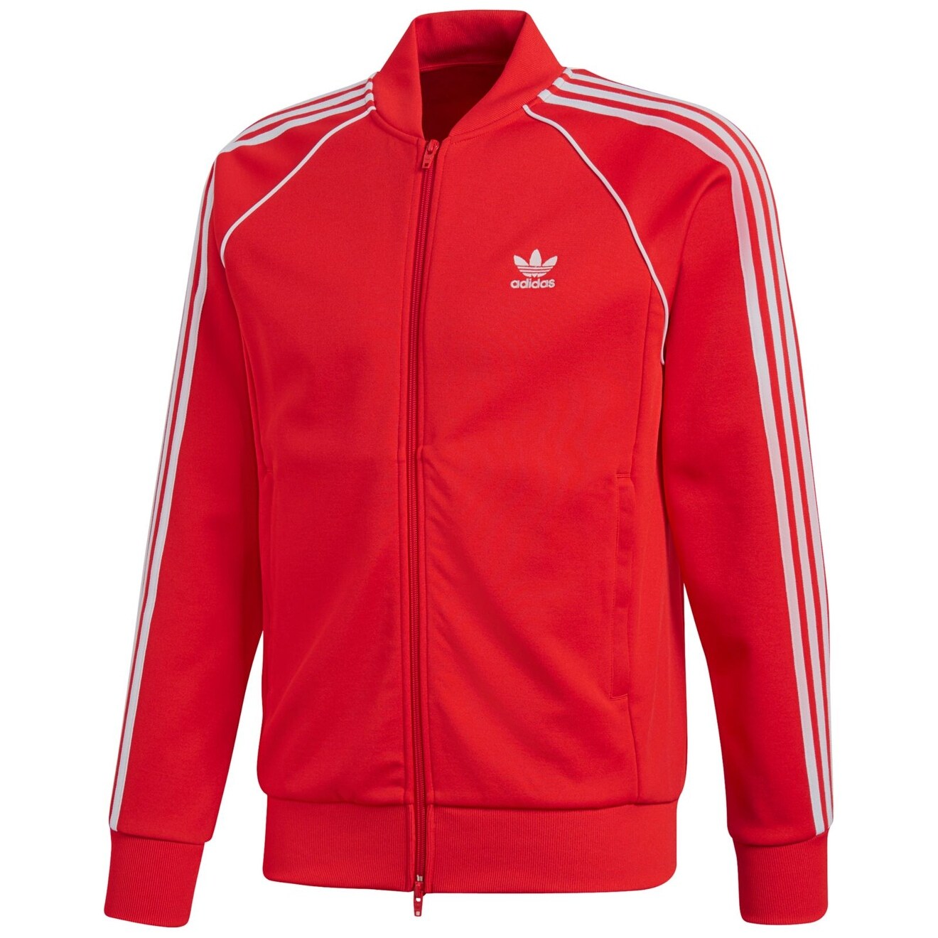 adidas track jacket black with red stripes