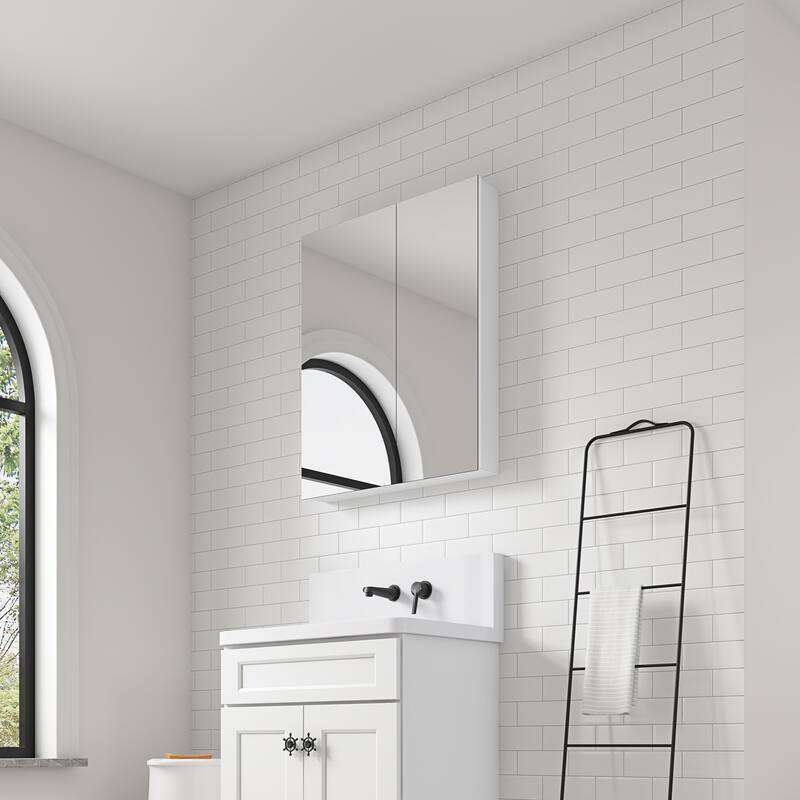 Wall Mounted Bathroom Medicine Cabinet with HD Mirror, Recessed or Surface Mount, Storage for Cosmetics & Personal Care