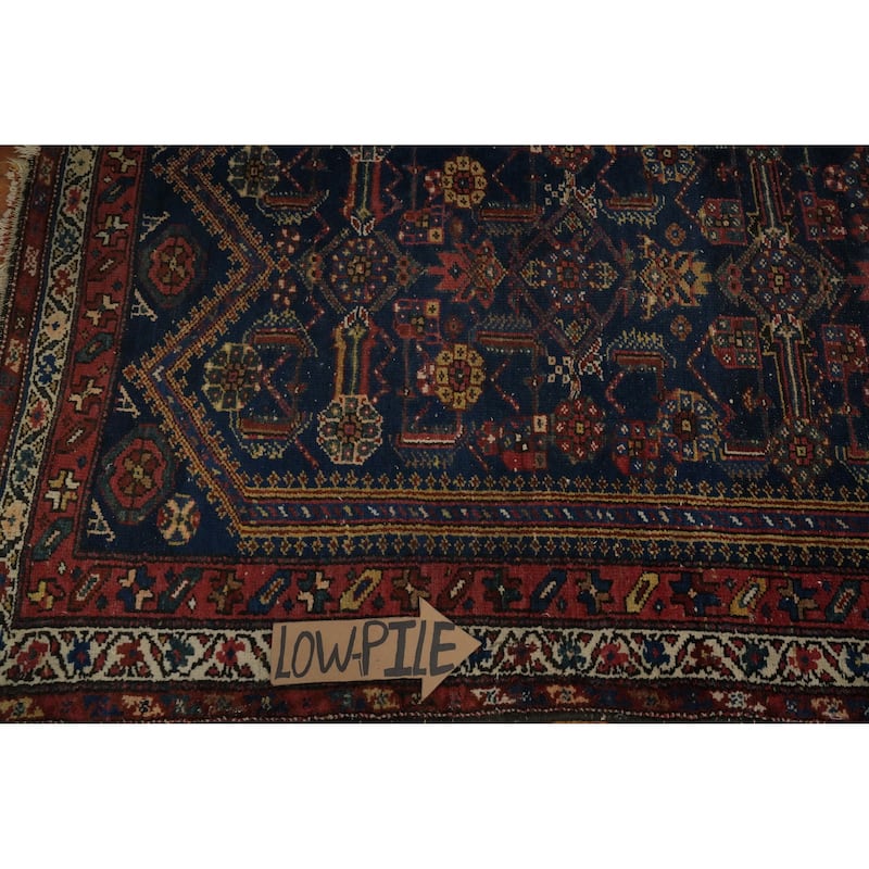 Hand Knotted Oriental 100% Wool Carpet Traditional Geometric Navy Blue & Blues Mahal Area Rug - 6' 5'' X 3' 6''