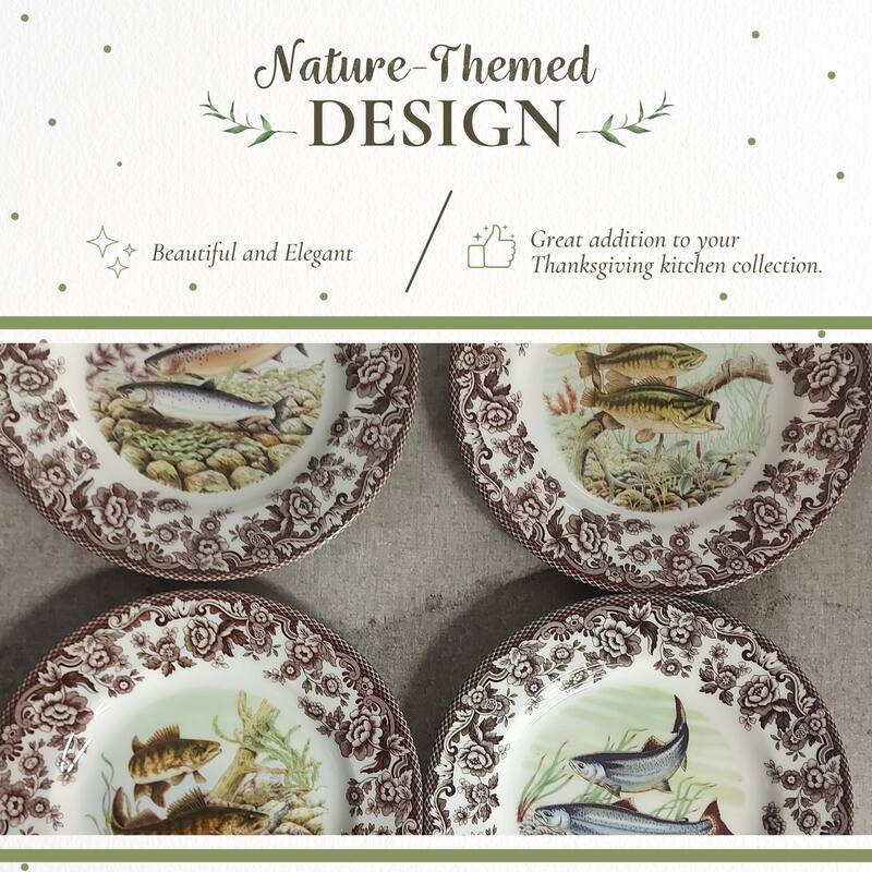 Spode Woodland Fish Motif Salad Plate