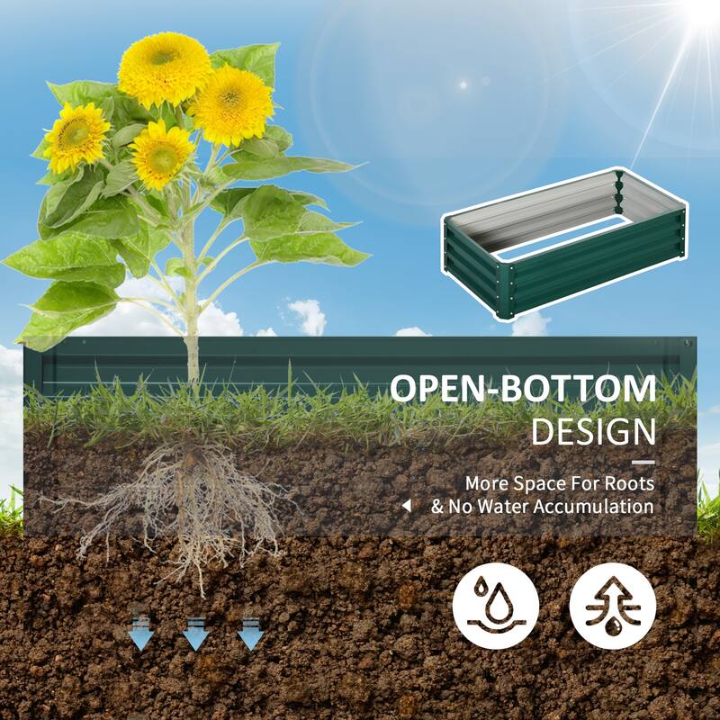 Outsunny 4' x 2' x 1' Raised Garden Bed Box with Weatherized Steel Frame for Vegetables, Flowers, & Herbs, Green