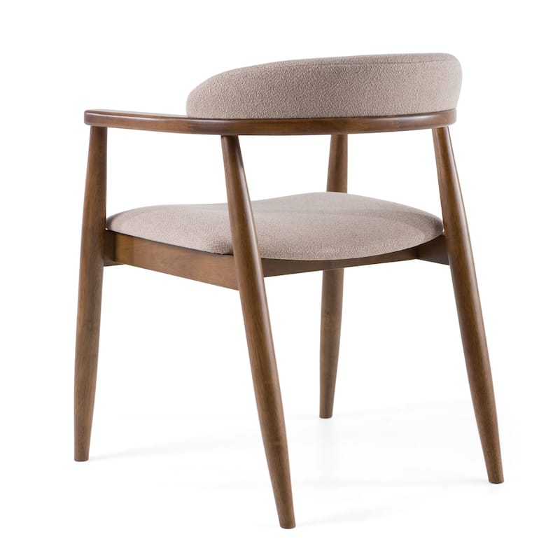 Cid Coha Dining Chair, Soft Tan Fabric, Brown Solid Wood Frame