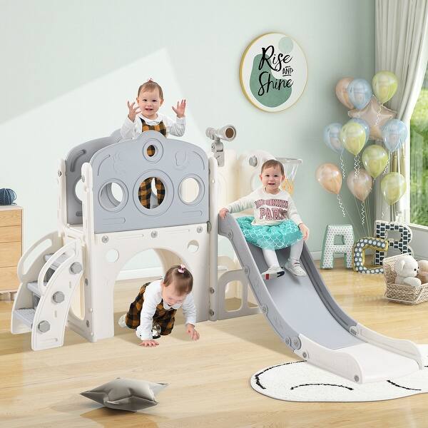 slide 2 of 24, Freestanding 7 in 1 Toddler Slide Set Grey