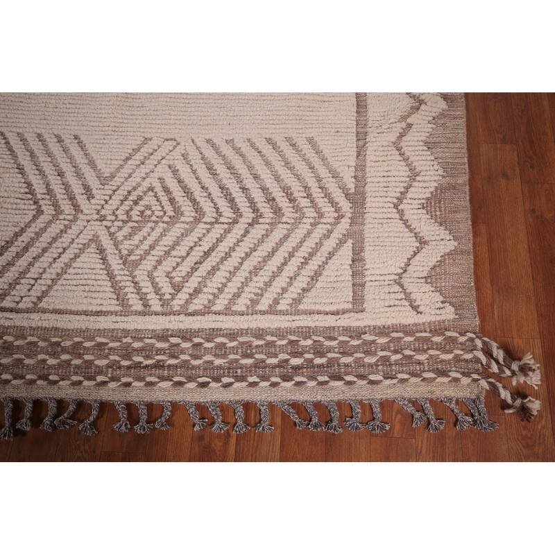 Ivory Moroccan Oriental Large Area Rug Handmade Wool Carpet - 11'8"x 15'1"