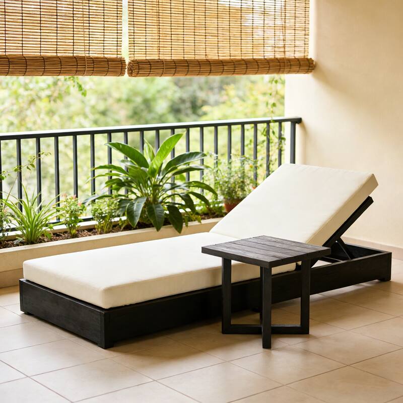 Christopher Knight Home - IAN Modern Outdoor Acacia Wood Adjustable Chaise Lounge with Side Table - Single chaise + 1 side table