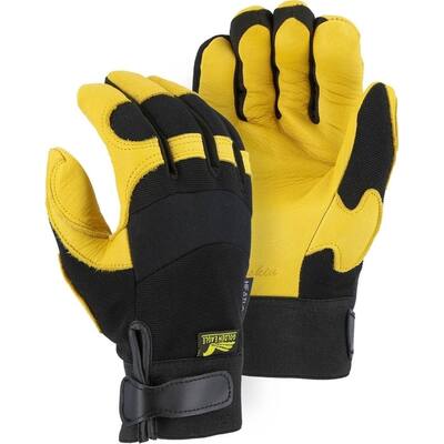 Golden Eagle Winter Lined Deerskin Leather Gloves With Windproof Heatlok (Mechanics Style) Gold/Black