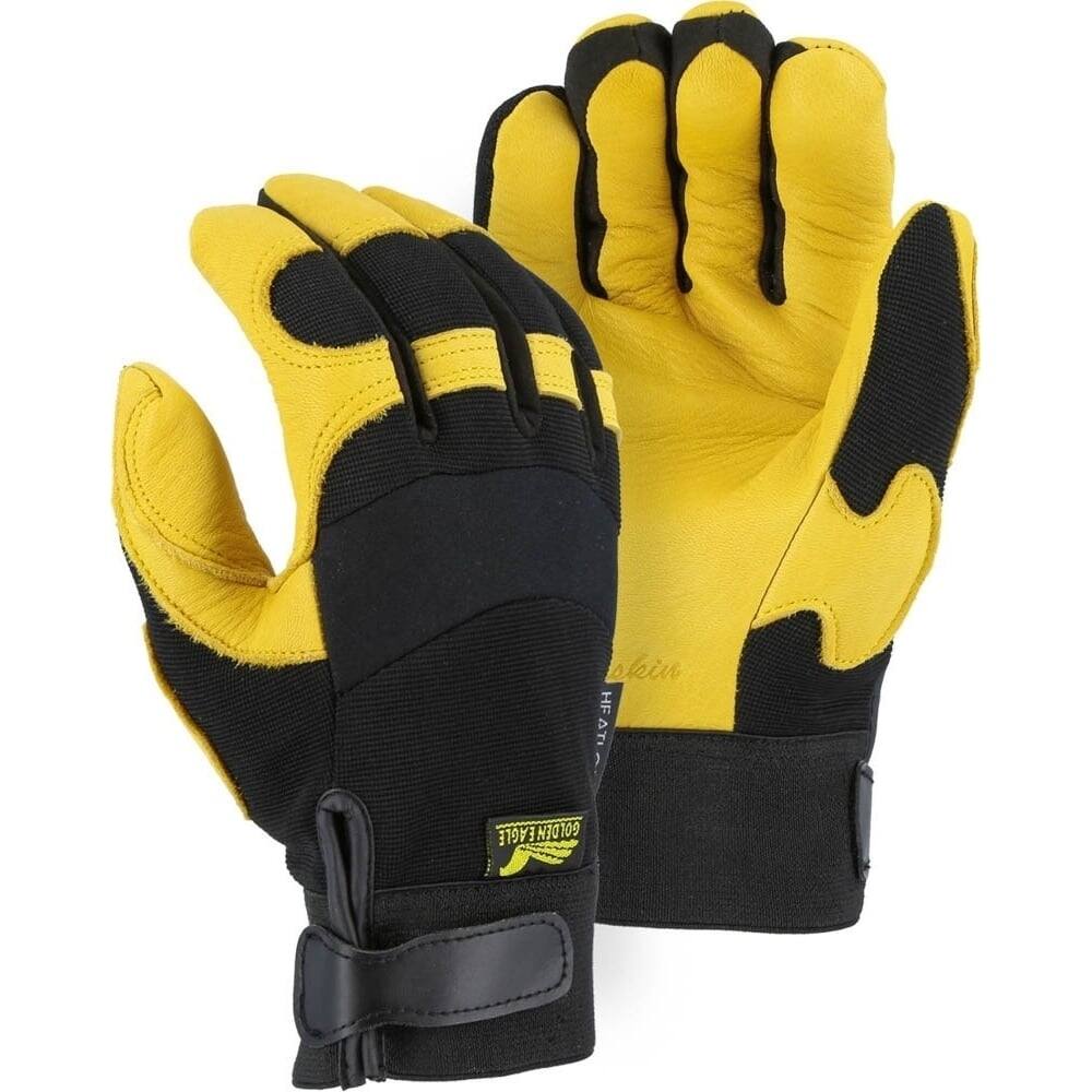 Golden Eagle Winter Lined Deerskin Leather Gloves With Windproof Heatlok (Mechanics Style) Gold/Black