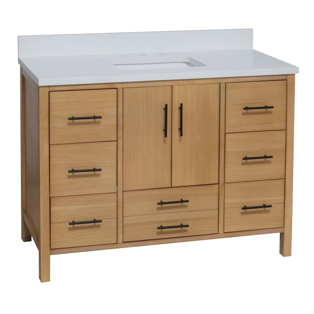 KitchenBathCollection California 48" Bathroom Vanity with Matte White Top