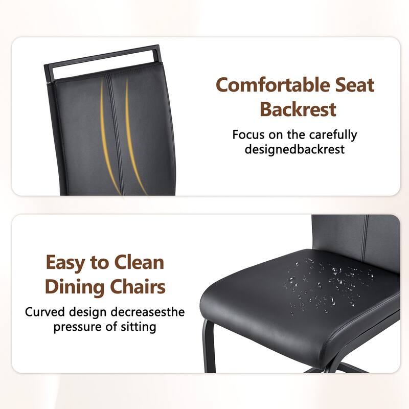 Set of 5 Piece Dining Table and Chair Set MDF Top with Glass Insert PU Seats Arched Metal Legs