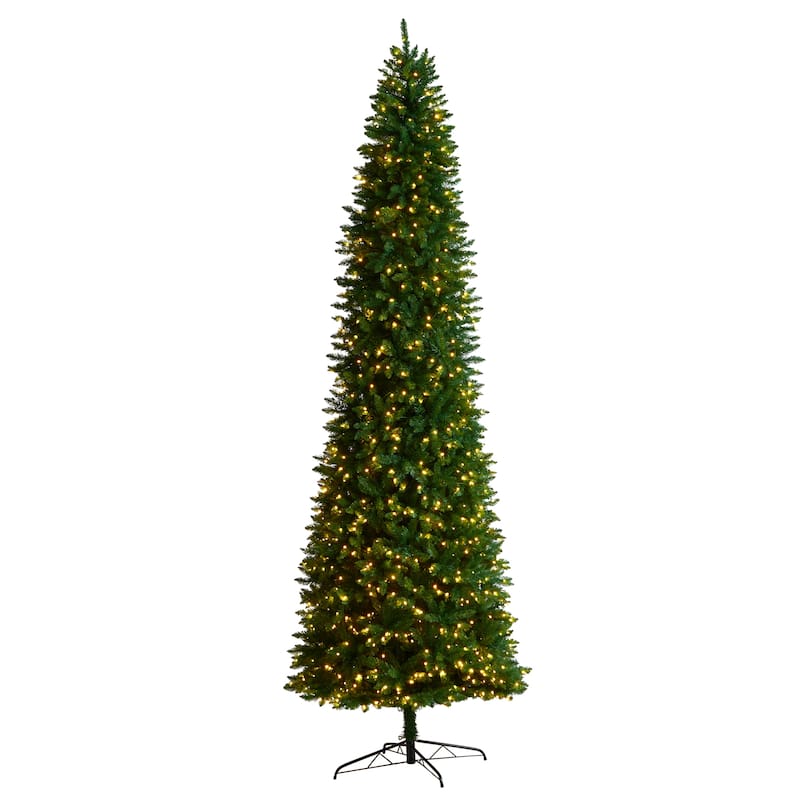 11' Slim Green Mountain Pine Christmas Tree with 950 Clear LED Lights - 132