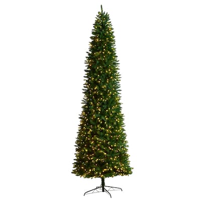 11' Slim Green Mountain Pine Christmas Tree with 950 Clear LED Lights - 132