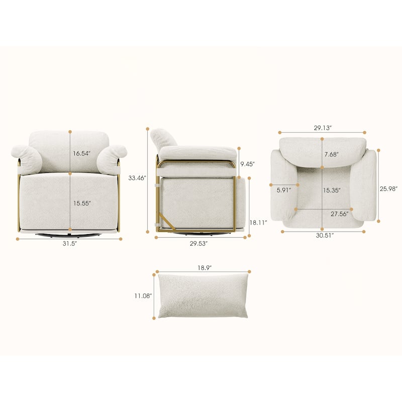 360 Degree Square Swivel Accent Sofa Chair with Ergonomic Wide Seat, Upholstered Lounge Chair Reading Chair Armchair