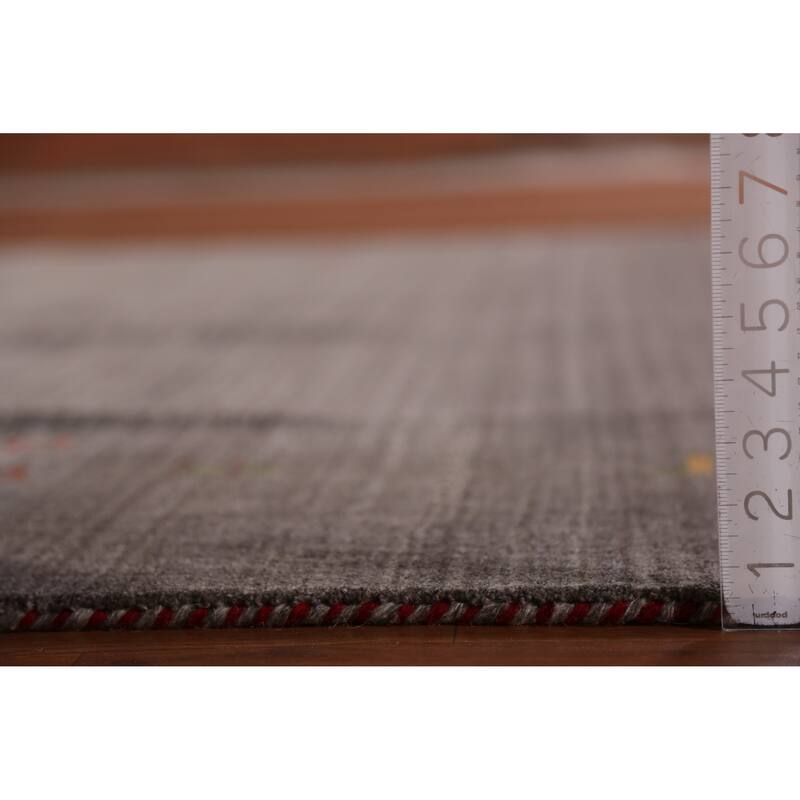Hand Knotted Oriental 100% Wool Carpet Tribal Tribal Greys & Charcoal Gabbeh Area Rug - 9' 9'' X 8' 0''