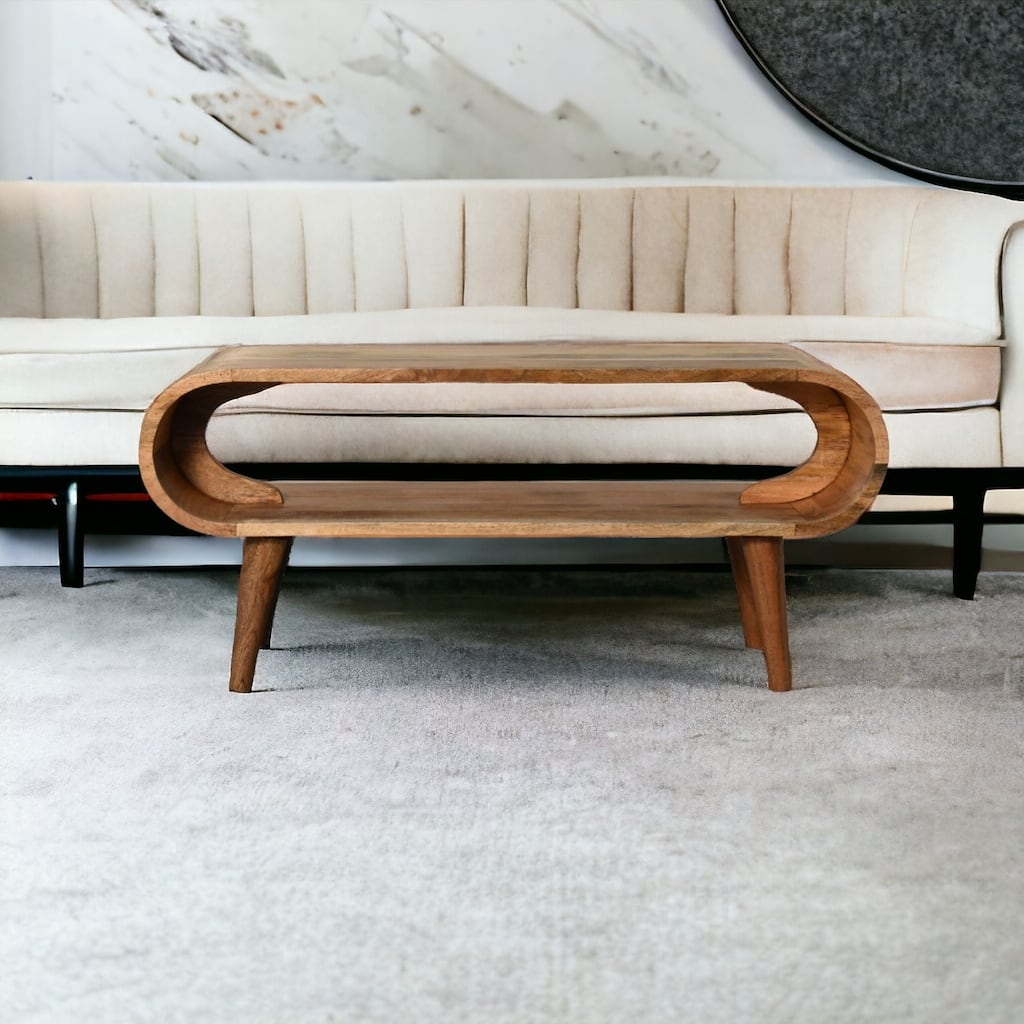 Artisan Furniture Oak-ish Solid Wood Amaya Nordic Coffee Table