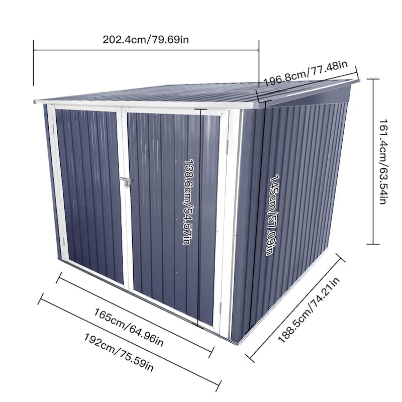 Metal Garden Sheds, Bicycle Outdoor Steel Storage Shed ,Stores 4 Bikes,Grey