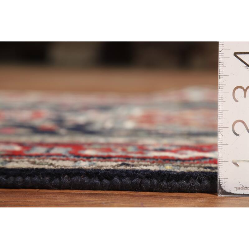 Hand Knotted Oriental 100% Wool Carpet Traditional Medallion Navy Blue & Blues Heriz (serapi) Area Rug - 4' 11'' X 3' 0''