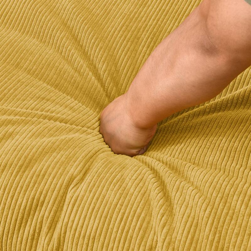 90" L Shaped Convertible Sleeper Sofa Bed with Pull Out, Reversible Chaise and Storage, Yellow Corduroy