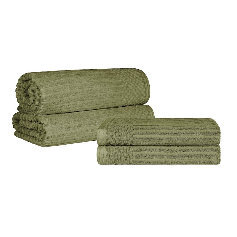 Superior Ribbed Cotton Absorbent Heavyweight Bath Sheet and Bath Towel Set
