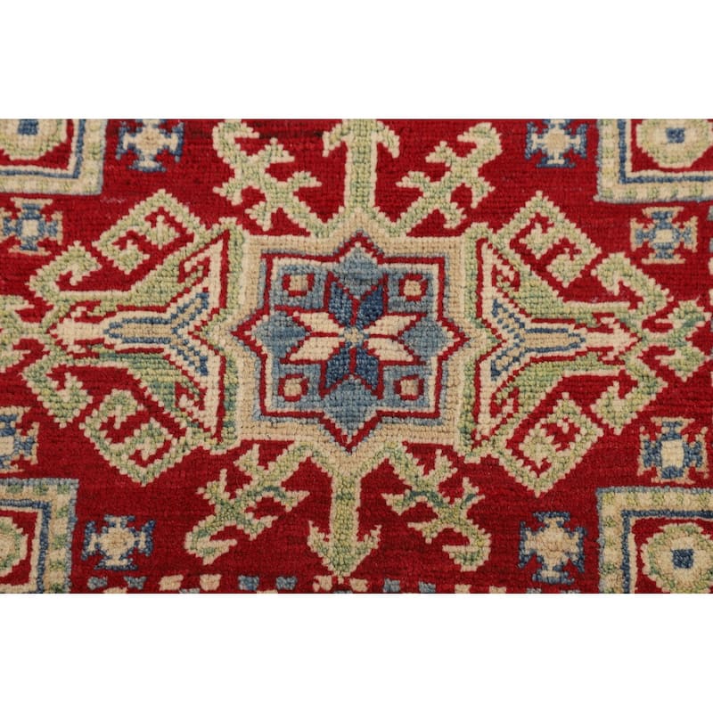 Blue Kazak Oriental Area Rug Handmade Floral Wool Carpet - 4'11" x 6'10"