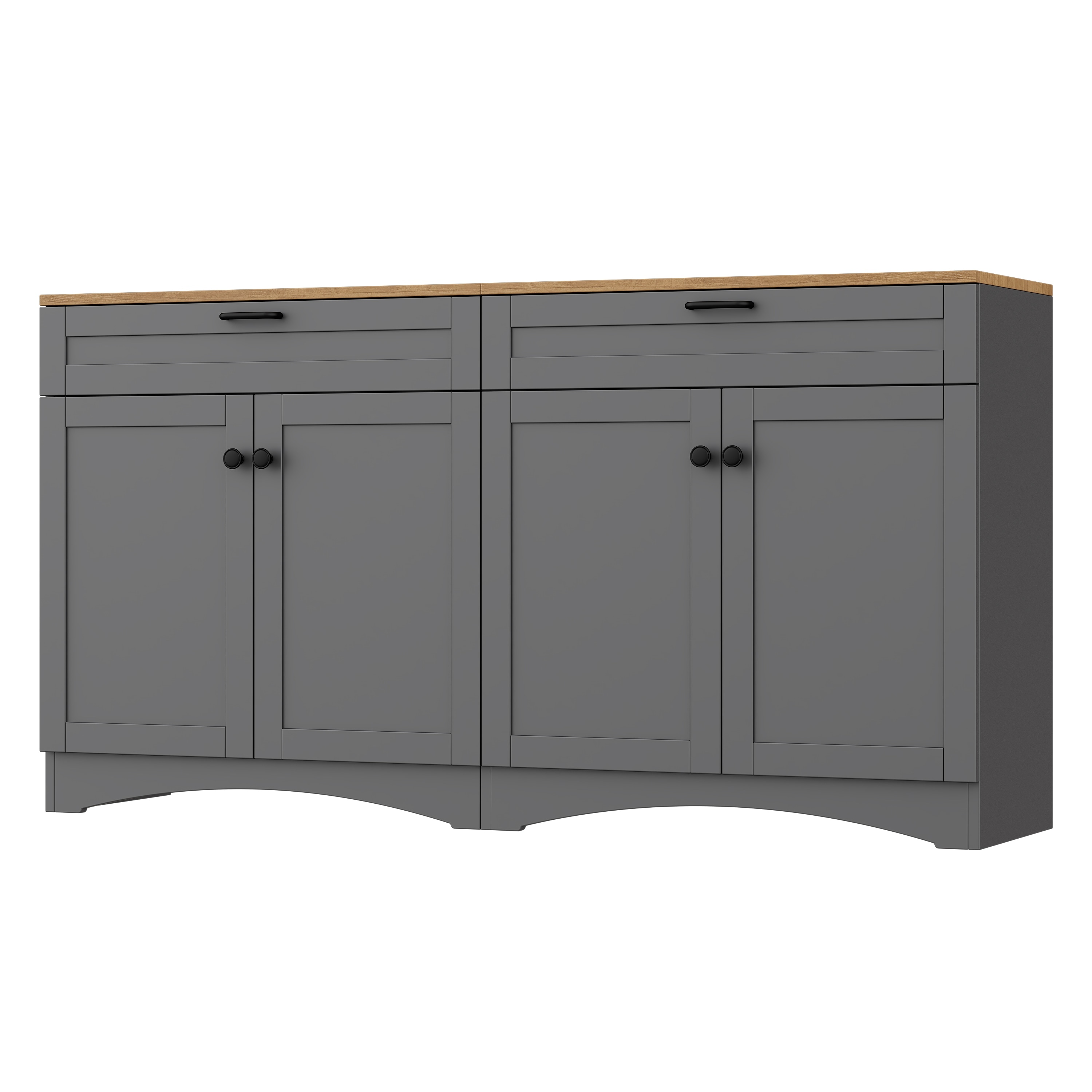 Farmhouse TV Stand with 2 Drawers, for TVs Up to 70" - 62.9" W × 15.7" D × 33.4" H