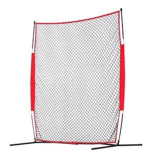 7x7 Feet Portable Ball Sports Barrier Netting with Carry Bag and Steel Pipe Base