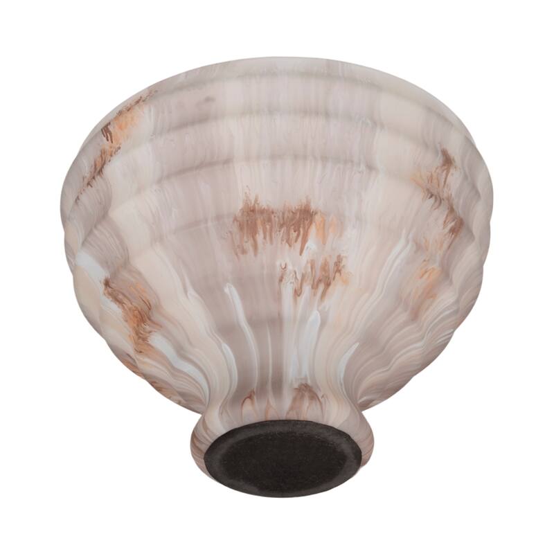 Glass Decorative Bowl with Fluted Contoured Design and Pedestal Base