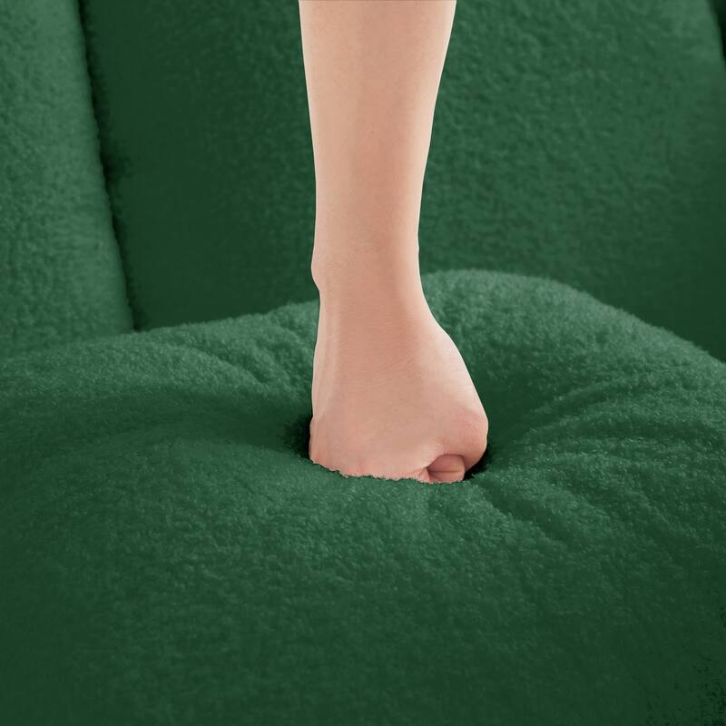 Modular Sectional Sofa with L-Shape Chaise, Teddy Fabric Boneless Cloud Couch, 32D High Density Sponge Upholstered Sofa