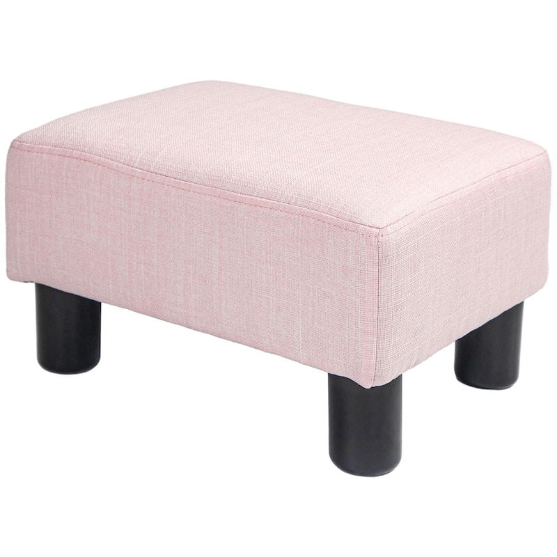 16" Cube Modern Linen Footrest Ottoman